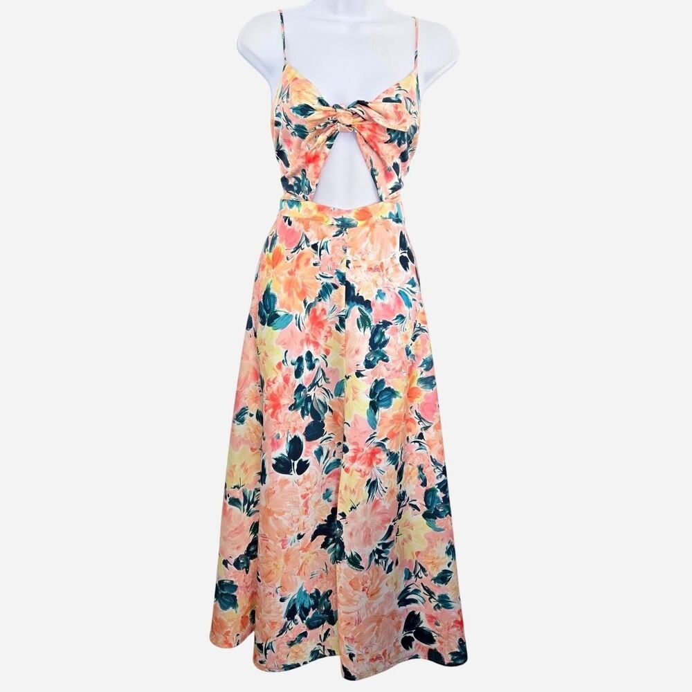 For Love And Lemons Maxi Pink Dress Summer Wedding Guest Dress Tie Front